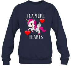 Girls Valentine's Day Unicorn I Capture Hearts Kids Gift Crewneck Sweatshirt