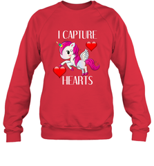 Girls Valentine's Day Unicorn I Capture Hearts Kids Gift Crewneck Sweatshirt Crewneck Sweatshirt - FordPhuMy