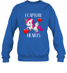 Girls Valentine's Day Unicorn I Capture Hearts Kids Gift Crewneck Sweatshirt Crewneck Sweatshirt - FordPhuMy