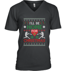 I'll Be Home for Christmas Baseball Gift For Men Women Kids Men's V-Neck