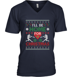 I'll Be Home for Christmas Baseball Gift For Men Women Kids Men's V-Neck