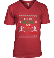 I'll Be Home for Christmas Baseball Gift For Men Women Kids Men's V-Neck Men's V-Neck - FordPhuMy