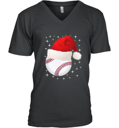 Christmas Stars baseball Ball Santa Hat Funny Sport Xmas Men's V-Neck