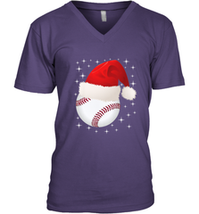 Christmas Stars baseball Ball Santa Hat Funny Sport Xmas Men's V-Neck Men's V-Neck - FordPhuMy