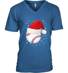 Christmas Stars baseball Ball Santa Hat Funny Sport Xmas Men's V-Neck Men's V-Neck - FordPhuMy