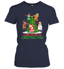 Dabbing Around Christmas Tree Baseball Snowman Santa Women's T-Shirt Women's T-Shirt - FordPhuMy