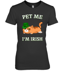 Pet Me I'm Irish Funny Cat Lover St. Patrick's Day Women's Premium T-Shirt