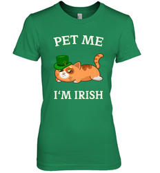 Pet Me I'm Irish Funny Cat Lover St. Patrick's Day Women's Premium T-Shirt
