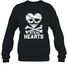 I Steal Hearts Valentine's Day Pirate Skull Art Graphics Crewneck Sweatshirt Crewneck Sweatshirt - FordPhuMy