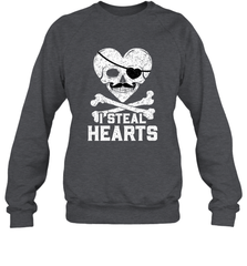 I Steal Hearts Valentine's Day Pirate Skull Art Graphics Crewneck Sweatshirt Crewneck Sweatshirt - FordPhuMy