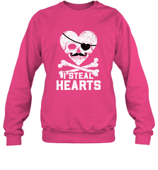 I Steal Hearts Valentine's Day Pirate Skull Art Graphics Crewneck Sweatshirt Crewneck Sweatshirt - FordPhuMy