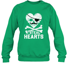 I Steal Hearts Valentine's Day Pirate Skull Art Graphics Crewneck Sweatshirt Crewneck Sweatshirt - FordPhuMy