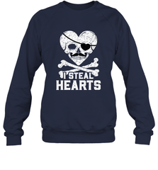 I Steal Hearts Valentine's Day Pirate Skull Art Graphics Crewneck Sweatshirt Crewneck Sweatshirt - FordPhuMy