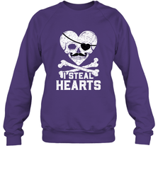 I Steal Hearts Valentine's Day Pirate Skull Art Graphics Crewneck Sweatshirt Crewneck Sweatshirt - FordPhuMy