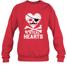 I Steal Hearts Valentine's Day Pirate Skull Art Graphics Crewneck Sweatshirt Crewneck Sweatshirt - FordPhuMy