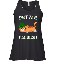 Pet Me I'm Irish Funny Cat Lover St. Patrick's Day Women's Racerback Tank