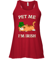 Pet Me I'm Irish Funny Cat Lover St. Patrick's Day Women's Racerback Tank