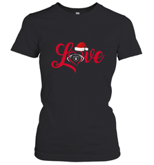 NFL Oakland Raiders Logo Christmas Santa Hat Love Heart Football Team Women's T-Shirt Women's T-Shirt - FordPhuMy
