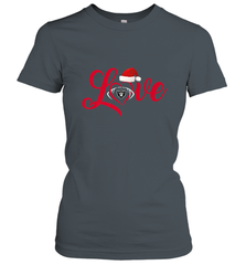 NFL Oakland Raiders Logo Christmas Santa Hat Love Heart Football Team Women's T-Shirt Women's T-Shirt - FordPhuMy