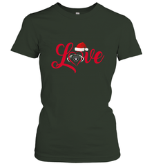 NFL Oakland Raiders Logo Christmas Santa Hat Love Heart Football Team Women's T-Shirt Women's T-Shirt - FordPhuMy