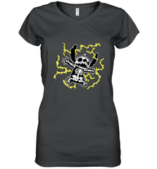Disney Stitch Skeleton Halloween Women's V-Neck T-Shirt Women's V-Neck T-Shirt - FordPhuMy
