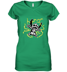Disney Stitch Skeleton Halloween Women's V-Neck T-Shirt Women's V-Neck T-Shirt - FordPhuMy