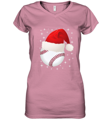 Christmas Stars baseball Ball Santa Hat Funny Sport Xmas Women's V-Neck T-Shirt Women's V-Neck T-Shirt - FordPhuMy