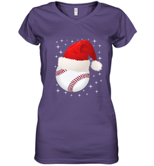 Christmas Stars baseball Ball Santa Hat Funny Sport Xmas Women's V-Neck T-Shirt Women's V-Neck T-Shirt - FordPhuMy