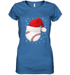 Christmas Stars baseball Ball Santa Hat Funny Sport Xmas Women's V-Neck T-Shirt Women's V-Neck T-Shirt - FordPhuMy