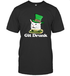 Git Drunk Funny Arguing Cat Meme St Patricks Day Men's T-Shirt