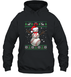 Baseball Snowman Ugly Christmas Ball Santa Pajama Xmas Gifts Hooded Sweatshirt