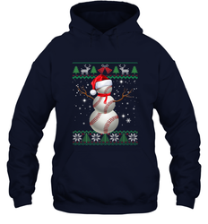 Baseball Snowman Ugly Christmas Ball Santa Pajama Xmas Gifts Hooded Sweatshirt
