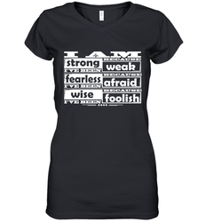 I am strong, fearless wise Best Novelty Gift Wing Inspirational Quote Women's V-Neck T-Shirt