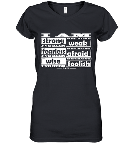 I am strong, fearless wise Best Novelty Gift Wing Inspirational Quote Women's V-Neck T-Shirt Women's V-Neck T-Shirt / Black / S Women's V-Neck T-Shirt - FordPhuMy