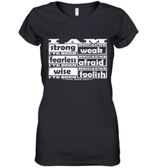 I am strong, fearless wise Best Novelty Gift Wing Inspirational Quote Women's V-Neck T-Shirt Women's V-Neck T-Shirt - FordPhuMy