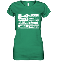 I am strong, fearless wise Best Novelty Gift Wing Inspirational Quote Women's V-Neck T-Shirt Women's V-Neck T-Shirt - FordPhuMy