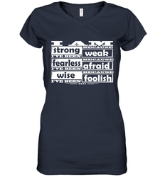 I am strong, fearless wise Best Novelty Gift Wing Inspirational Quote Women's V-Neck T-Shirt