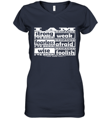 I am strong, fearless wise Best Novelty Gift Wing Inspirational Quote Women's V-Neck T-Shirt Women's V-Neck T-Shirt - FordPhuMy