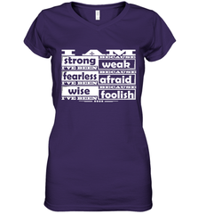 I am strong, fearless wise Best Novelty Gift Wing Inspirational Quote Women's V-Neck T-Shirt Women's V-Neck T-Shirt - FordPhuMy