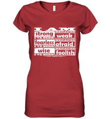 I am strong, fearless wise Best Novelty Gift Wing Inspirational Quote Women's V-Neck T-Shirt Women's V-Neck T-Shirt - FordPhuMy