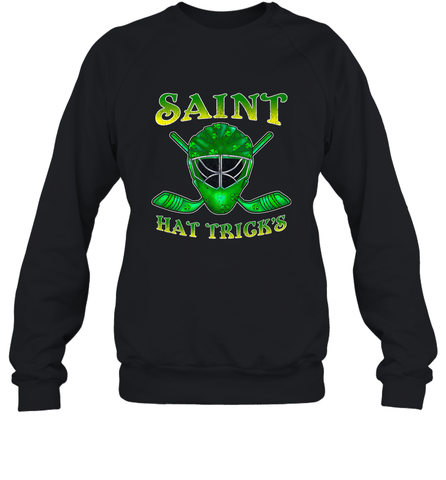 Saint Hat Tricks Ice Hockey Funny St Patricks Day Gift Crewneck Sweatshirt Crewneck Sweatshirt / Black / S Crewneck Sweatshirt - FordPhuMy