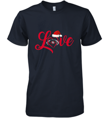 NFL San Francisco 49ers Logo Christmas Santa Hat Love Heart Football Team Men's Premium T-Shirt Men's Premium T-Shirt - FordPhuMy
