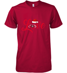 NFL San Francisco 49ers Logo Christmas Santa Hat Love Heart Football Team Men's Premium T-Shirt Men's Premium T-Shirt - FordPhuMy
