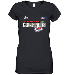 Youth Kansas City Chiefs NFL Pro Line by Fanatics Super Bowl LIV Champions Trophy Women's V-Neck T-Shirt Women's V-Neck T-Shirt - FordPhuMy