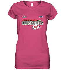 Youth Kansas City Chiefs NFL Pro Line by Fanatics Super Bowl LIV Champions Trophy Women's V-Neck T-Shirt Women's V-Neck T-Shirt - FordPhuMy