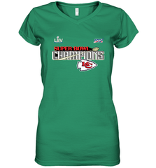 Youth Kansas City Chiefs NFL Pro Line by Fanatics Super Bowl LIV Champions Trophy Women's V-Neck T-Shirt Women's V-Neck T-Shirt - FordPhuMy