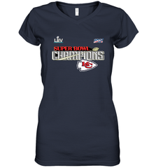 Youth Kansas City Chiefs NFL Pro Line by Fanatics Super Bowl LIV Champions Trophy Women's V-Neck T-Shirt Women's V-Neck T-Shirt - FordPhuMy