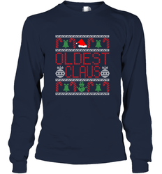 Oldest Claus Santa Hat Christmas Gift Matching Family Ugly Long Sleeve T-Shirt