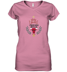 NBA Chicago Bulls Logo merry Christmas gilf Women's V-Neck T-Shirt Women's V-Neck T-Shirt - FordPhuMy