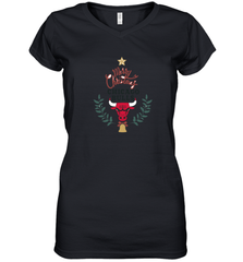 NBA Chicago Bulls Logo merry Christmas gilf Women's V-Neck T-Shirt Women's V-Neck T-Shirt - FordPhuMy
